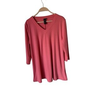 Focus Casual Life size Medium 3/4 sleeve Pink knit tunic top